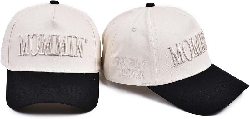 Asadovce Mommin Trucker Hat for Women Embroidered Mom Baseball Cap Adjustable Canvas Vintage Hat for Casual Wear - Image 3